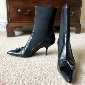 Yves Saint Laurent Black Heeled Booties w/ Tassels